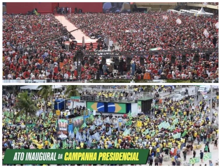 Veja, em fotos e vídeos, a diferença de público nos atos de Lula e Flávio